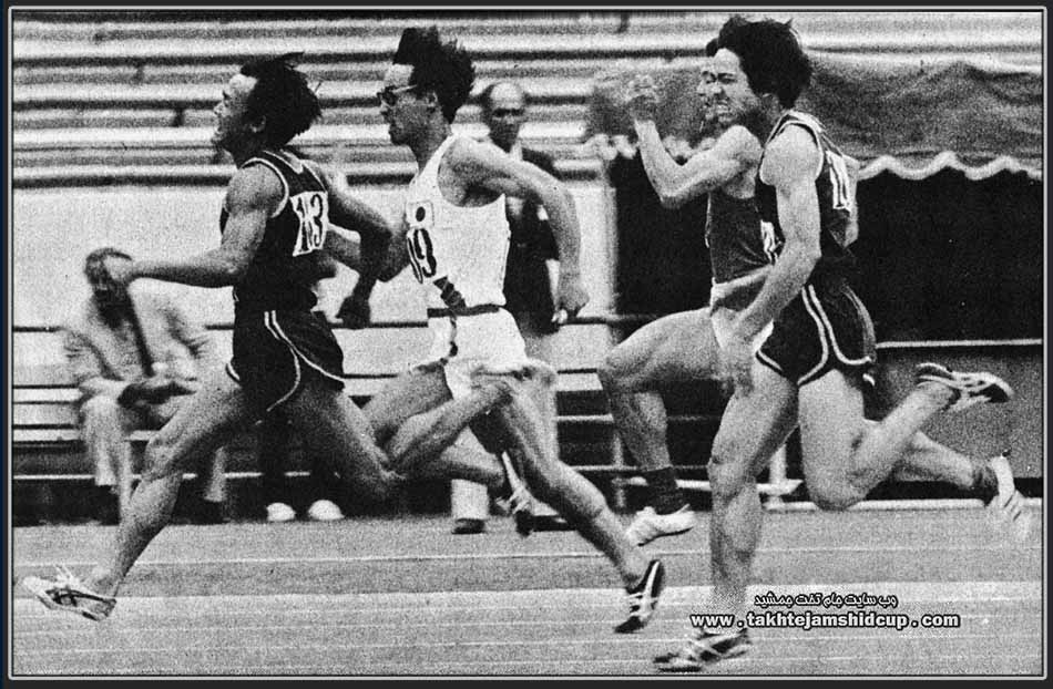 Asian Games 1974 running 100 m  - Anat Ratanapol  - Masahide Jinno - Suchart Jairsuraparp